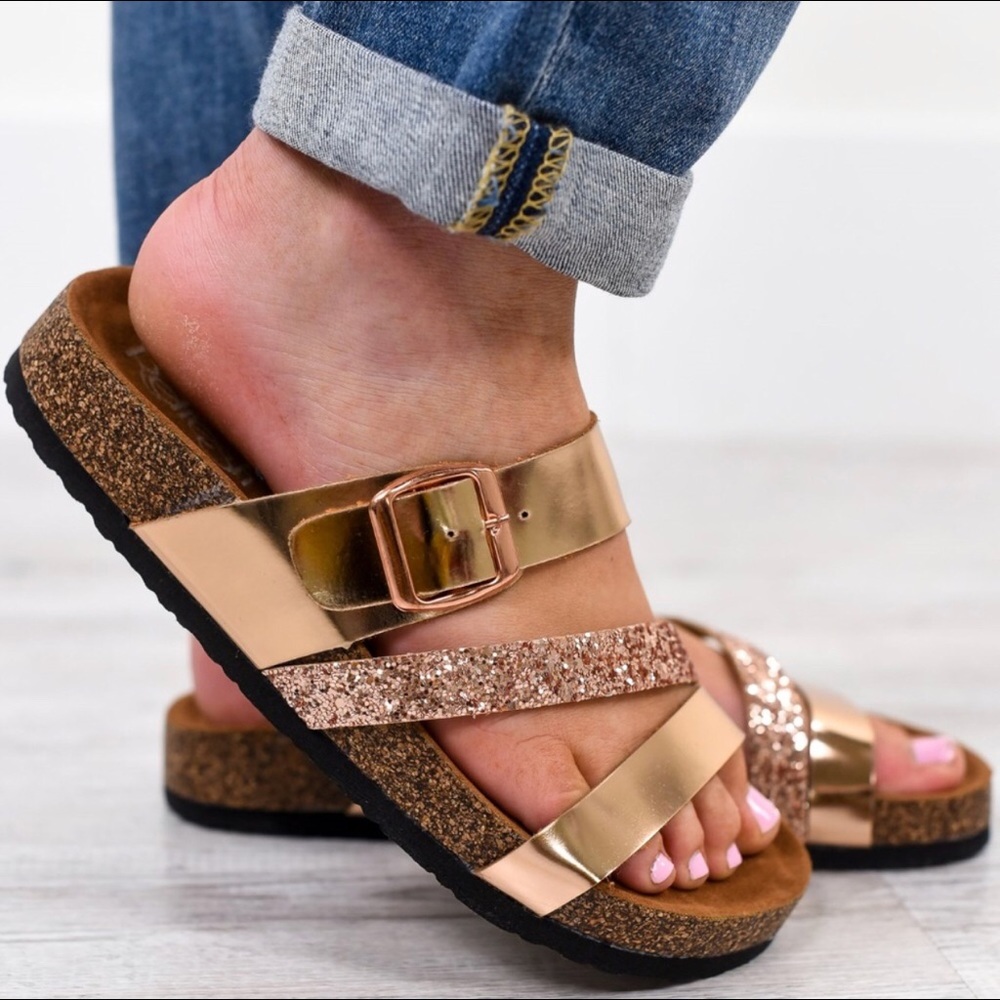 New! Rose Cork Sandals